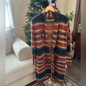 Cruel Denim Ladies Multicolored Southwestern Striped Eyelash Cardigan Large